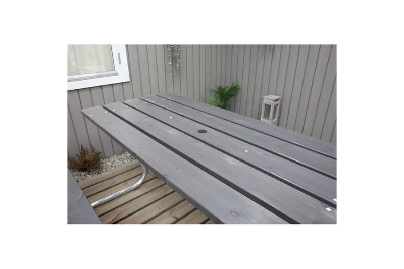 Picknickbord Stabil Metall Utan Ryggstöd - Grå - Utemöbler - Trädgårdsbord & Utebord - Picknickbord