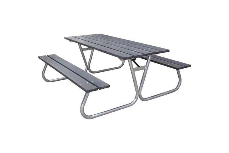 Picknickbord Stabil Metall Utan Ryggstöd, Grå