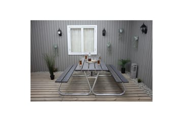 Picknickbord Stabil Metall Utan Ryggstöd - Grå - Utemöbler - Trädgårdsbord & Utebord - Picknickbord