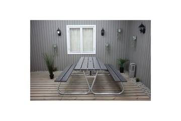 Picknickbord Stabil Metall Utan Ryggstöd - Grå - Utemöbler - Trädgårdsbord & Utebord - Picknickbord