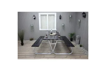 Picknickbord Stabil Metall Utan Ryggstöd - Svart - Utemöbler - Trädgårdsbord & Utebord - Picknickbord