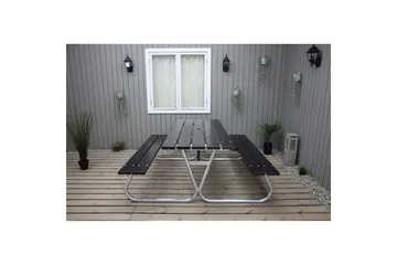 Picknickbord Stabil Metall Utan Ryggstöd - Svart - Utemöbler - Trädgårdsbord & Utebord - Picknickbord