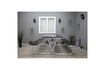Picknickbord Stabil Metall Utan Ryggstöd - Svart - Utemöbler - Trädgårdsbord & Utebord - Picknickbord