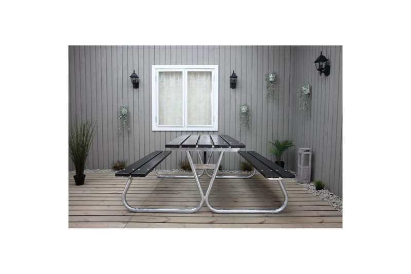 Picknickbord Stabil Metall Utan Ryggstöd - Svart - Utemöbler - Trädgårdsbord & Utebord - Picknickbord