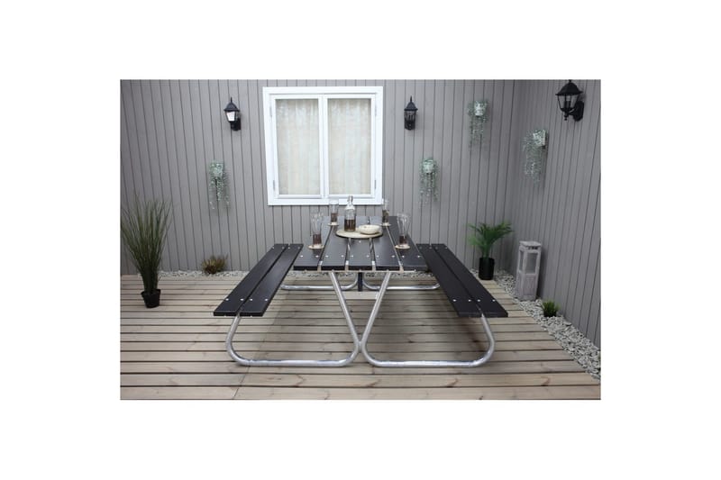 Picknickbord Stabil Metall Utan Ryggstöd - Svart - Utemöbler - Trädgårdsbord & Utebord - Picknickbord