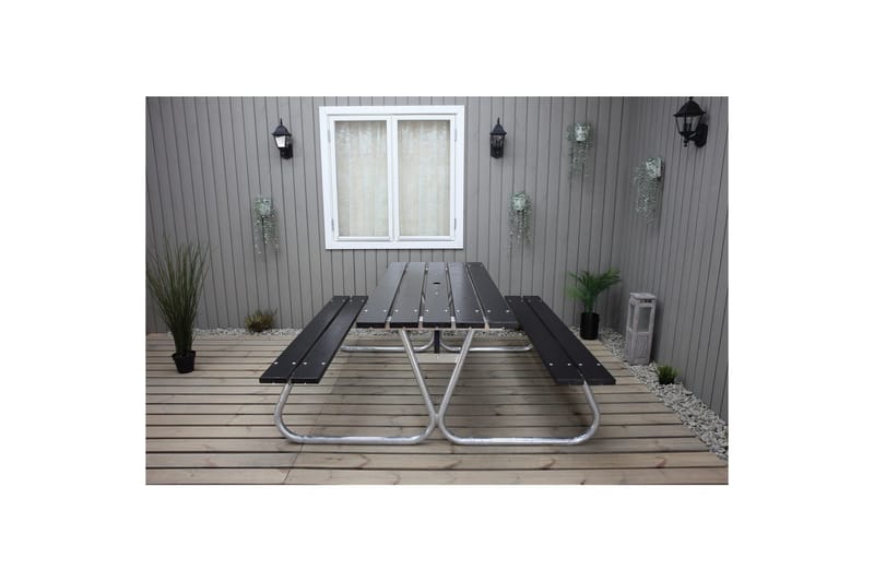 Picknickbord Stabil Metall Utan Ryggstöd - Svart - Utemöbler - Trädgårdsbord & Utebord - Picknickbord