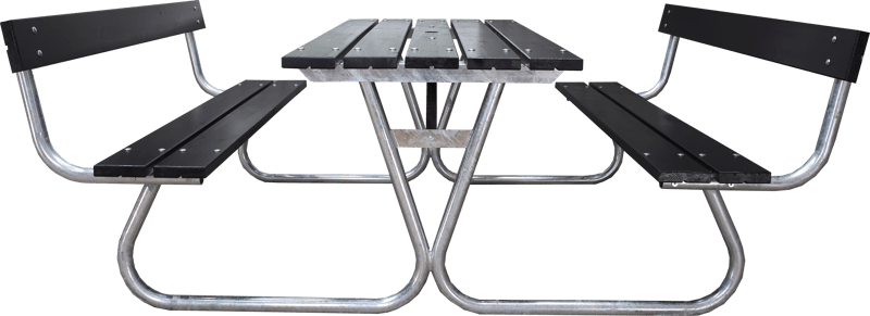 Picknickset Stabil Metall Ryggstöd ingår - Svart - Utemöbler - Trädgårdsbord & Utebord - Picknickbord