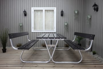 Picknickset Stabil Metall Ryggstöd ingår - Svart - Utemöbler - Trädgårdsbord & Utebord - Picknickbord