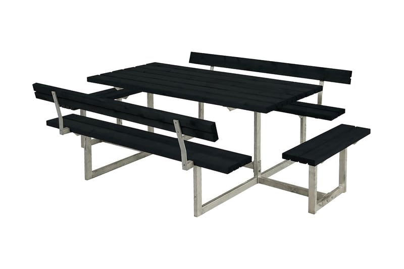 PLUS Basic bord- och bänkset med 2 ryggstöd + 2 påbyggnader - Picknickbord