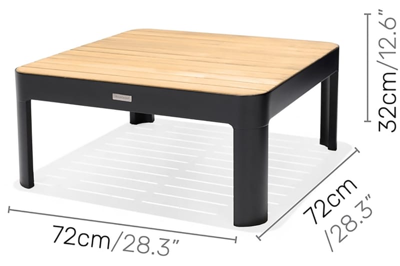 PORTALS soffbord 72 cm Svart/Teak - Soffbord utomhus & loungebord - Sidobord utomhus - Loungemöbler