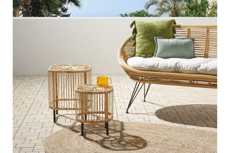 Rimouski Sidobord och Avlastningsbord Utomhus 40 cm Konstrotting - Beige/Svart - Utemöbler - Trädgårdsbord & Utebord - Sidobord utomhus