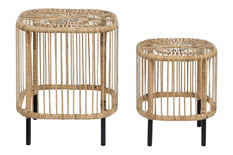 Rimouski Sidobord och Avlastningsbord Utomhus 40 cm Konstrotting, Beige/Svart