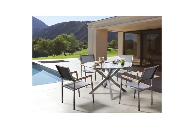 Runt bord Maletto - Silver, Transparent - Utemöbler - Trädgårdsbord & Utebord - Matbord ute