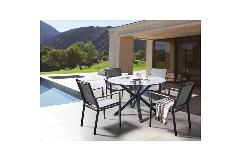 Runt bord Maletto - Svart, genomskinlig - Utemöbler - Trädgårdsbord & Utebord - Matbord ute