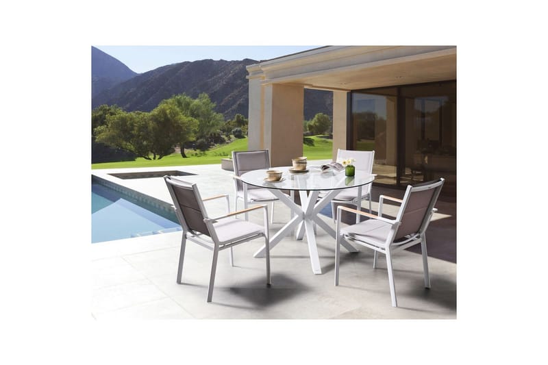 Runt bord Maletto - Vit, genomskinlig - Utemöbler - Trädgårdsbord & Utebord - Matbord ute