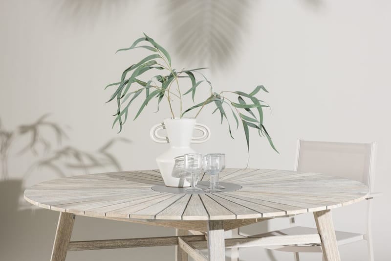 Runt Matbord Rives 150 cm Utomhus - Vitputsad - Utemöbler - Trädgårdsbord & Utebord - Matbord ute