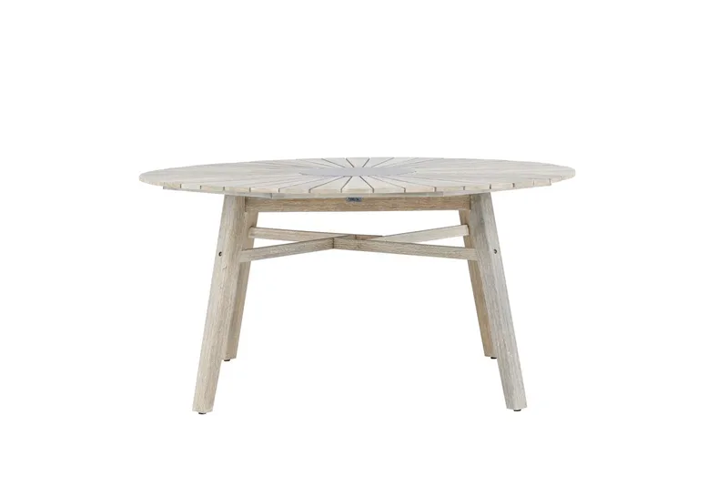 Runt Matbord Rives 150 cm Utomhus - Vitputsad - Utemöbler - Trädgårdsbord & Utebord - Matbord ute