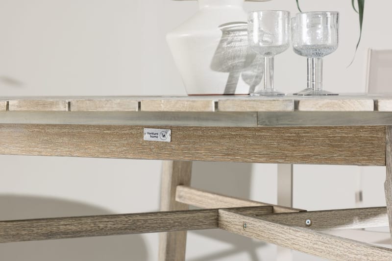 Runt Matbord Rives 150 cm Utomhus - Vitputsad - Utemöbler - Trädgårdsbord & Utebord - Matbord ute
