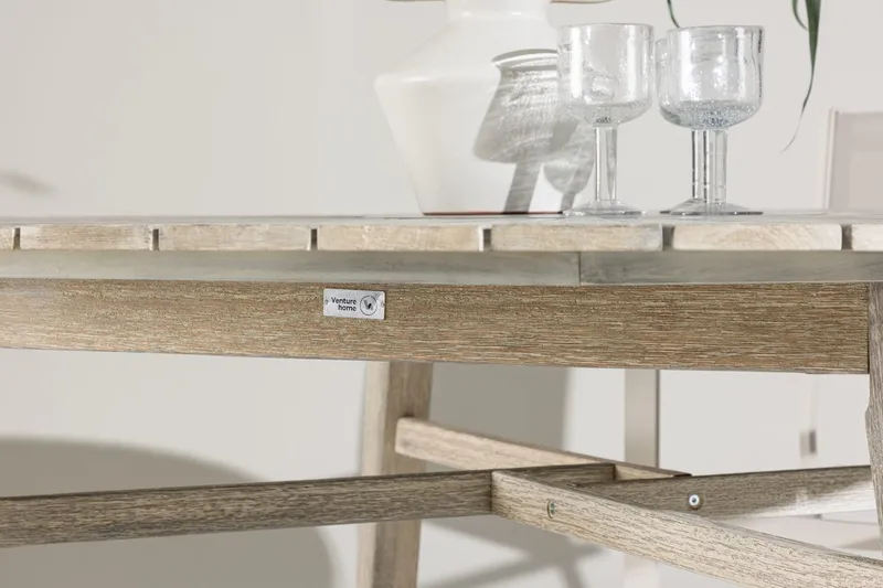 Runt Matbord Rives 150 cm Utomhus - Vitputsad - Utemöbler - Trädgårdsbord & Utebord - Matbord ute