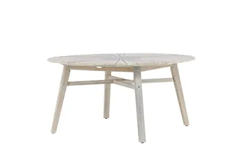 Runt Matbord Rives 150 cm Utomhus - Vitputsad - Utemöbler - Trädgårdsbord & Utebord - Matbord ute