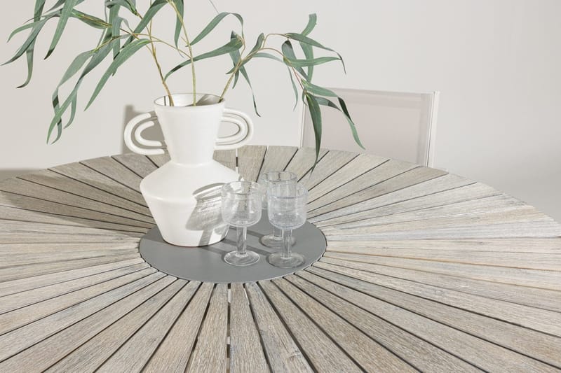 Runt Matbord Rives 150 cm Utomhus - Vitputsad - Utemöbler - Trädgårdsbord & Utebord - Matbord ute