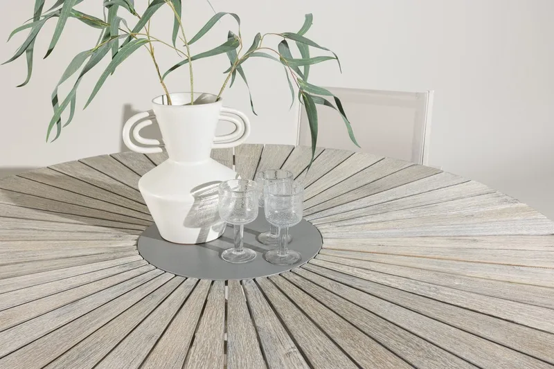 Runt Matbord Rives 150 cm Utomhus - Vitputsad - Utemöbler - Trädgårdsbord & Utebord - Matbord ute