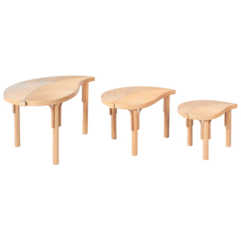 Set med 3 Soffbord utomhus Paralia Rotting, Naturlig/Beige