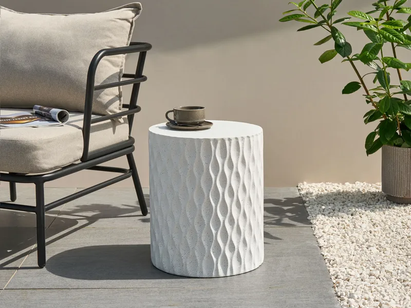 Sidobord utomhus Antelao 37 cm Terrazzoeffekt - Vit - Utemöbler - Trädgårdsbord & Utebord - Sidobord utomhus