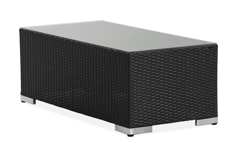 Bahamas Loungbord och Soffbord Utomhus 113 cm Konstrotting Glas - Svart - Utemöbler - Trädgårdsbord & Utebord - Sidobord utomhus