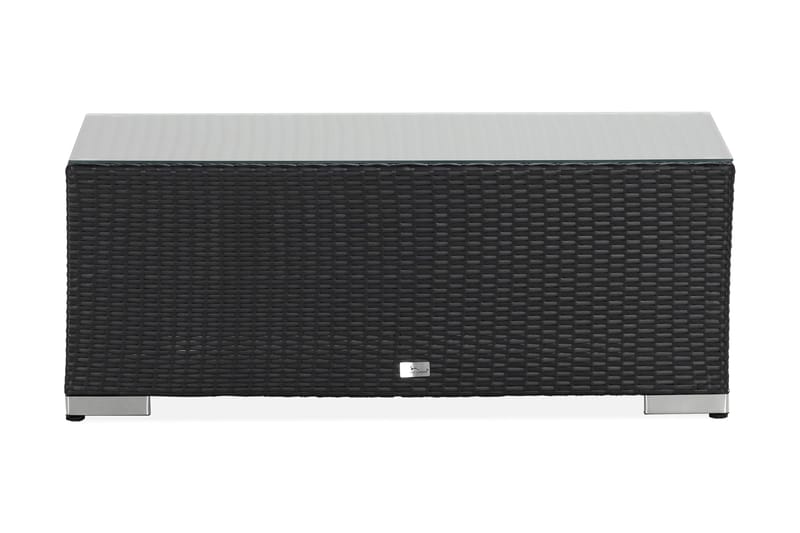 Bahamas Loungbord och Soffbord Utomhus 113 cm Konstrotting Glas - Svart - Utemöbler - Trädgårdsbord & Utebord - Sidobord utomhus