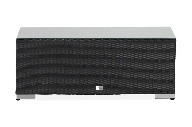 Bahamas Loungbord och Soffbord Utomhus 113 cm Konstrotting Glas - Svart - Utemöbler - Trädgårdsbord & Utebord - Sidobord utomhus