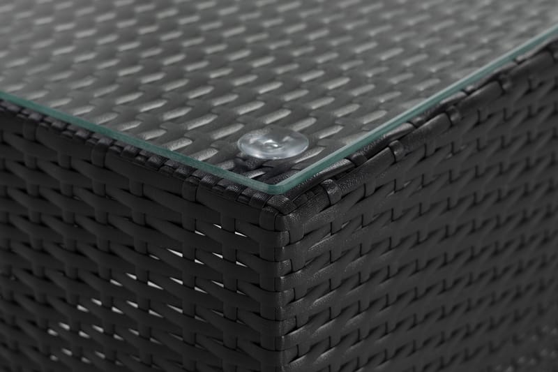 Bahamas Loungbord och Soffbord Utomhus 113 cm Konstrotting Glas - Svart - Utemöbler - Trädgårdsbord & Utebord - Sidobord utomhus