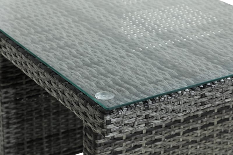 Bahamas Loungebord och Soffbord Utomhus 100 cm Konstrotting Glas - Grå - Utemöbler - Trädgårdsbord & Utebord - Sidobord utomhus