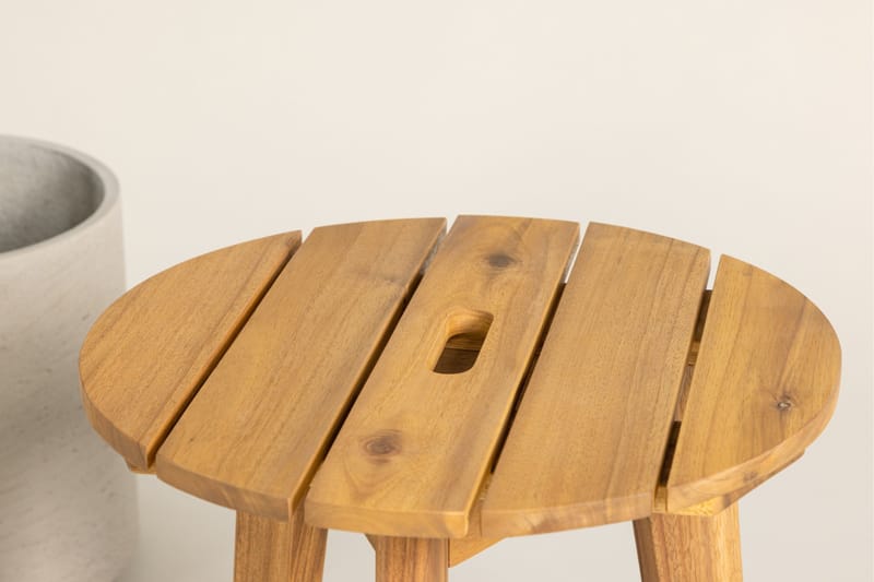 Chania Runt Litet Sidobord och Utebord 40 cm Trä - Brun - Utemöbler - Trädgårdsbord & Utebord - Sidobord utomhus