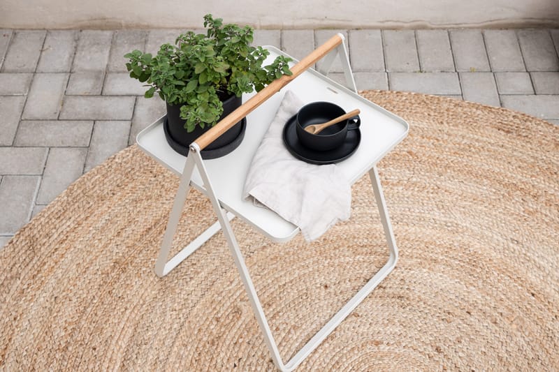 Clarin Hopfällbart Sidobord och Avlastningsbord Utomhus 45 cm - Beige - Utemöbler - Trädgårdsbord & Utebord - Sidobord utomhus