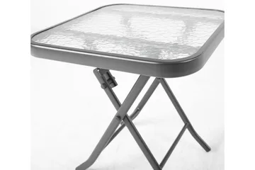 DUBLIN Litet Hopfällbart Cafébord och Utebord 46 cm Stål Glas - Grå - Utemöbler - Trädgårdsbord & Utebord - Sidobord utomhus