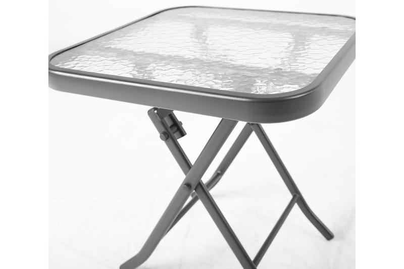 DUBLIN Litet Hopfällbart Cafébord och Utebord 46 cm Stål Glas - Grå - Utemöbler - Trädgårdsbord & Utebord - Sidobord utomhus