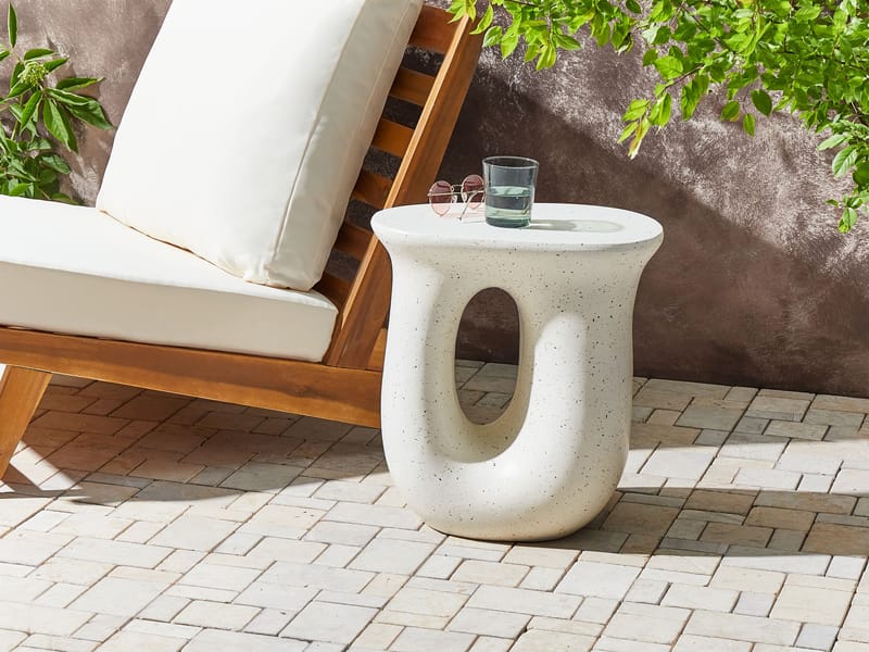 Sidobord utomhus Idro 42 cm Terrazzoeffekt - Vit - Utemöbler - Trädgårdsbord & Utebord - Sidobord utomhus