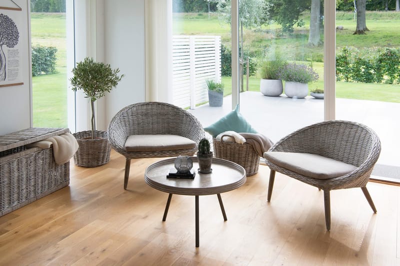 Leicester Runt Sidobord och Avlastningsbord Utomhus 60 cm - Beige/Grå - Utemöbler - Trädgårdsbord & Utebord - Sidobord utomhus