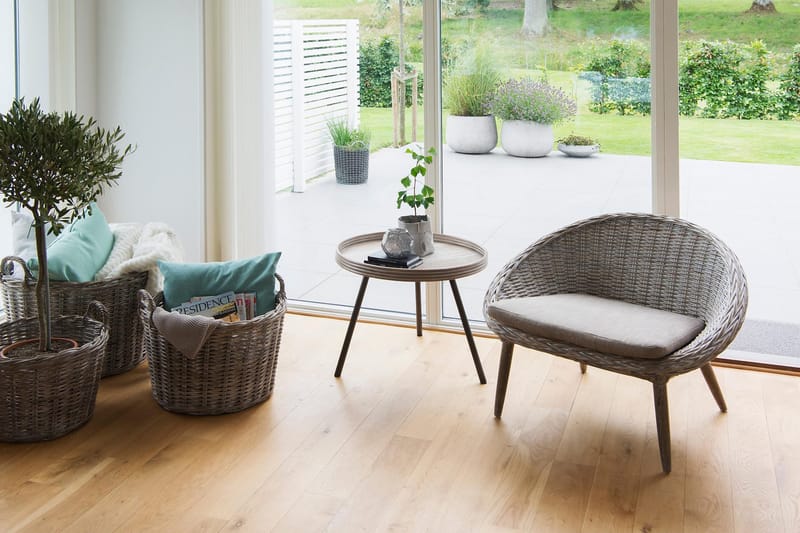 Leicester Runt Sidobord och Avlastningsbord Utomhus 60 cm - Beige/Grå - Utemöbler - Trädgårdsbord & Utebord - Sidobord utomhus