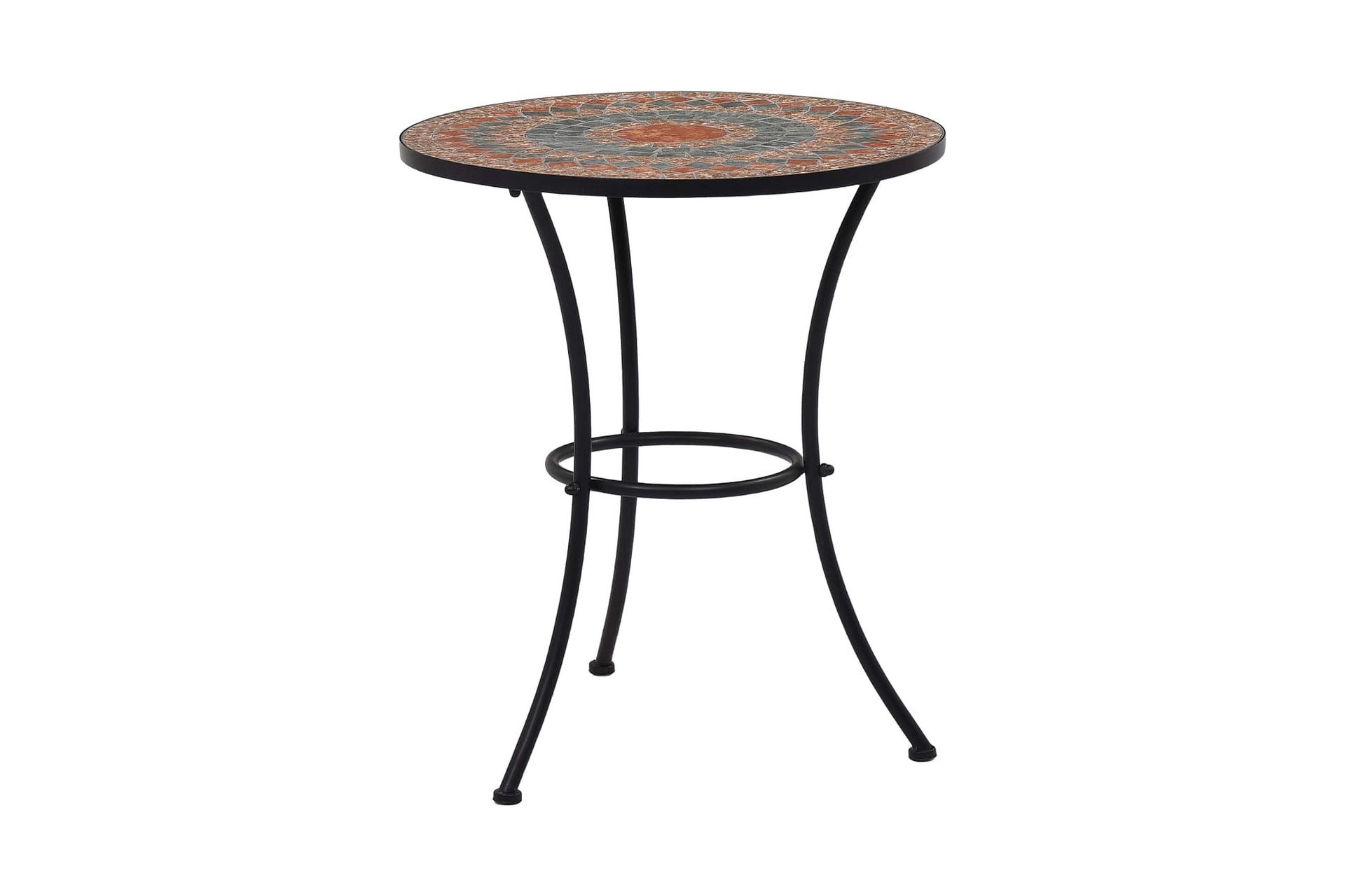 Mosaikbord orange/grå 60cm keramik - Orange - Utemöbler - Trädgårdsbord & Utebord - Sidobord utomhus