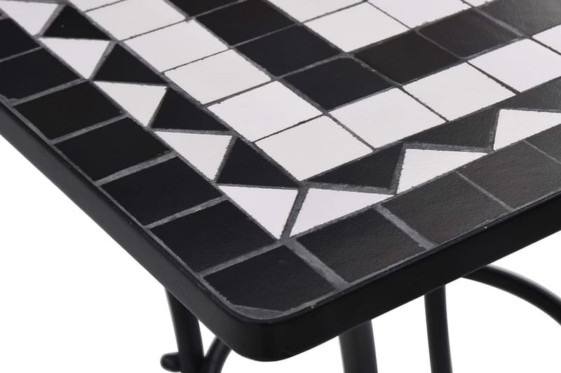 Mosaikbord svart och vit 60 cm keramik - Svart - Utemöbler - Trädgårdsbord & Utebord - Cafebord