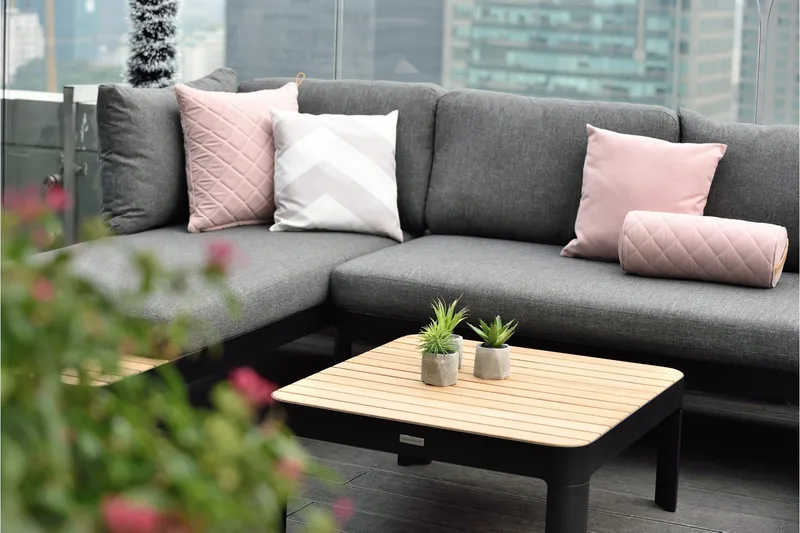 Portals Cafébord och Loungebord 72 cm Teak Trä - Svart - Utemöbler - Trädgårdsbord & Utebord - Sidobord utomhus