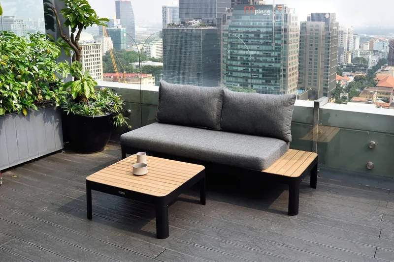 Portals Cafébord och Loungebord 72 cm Teak Trä - Svart - Utemöbler - Trädgårdsbord & Utebord - Sidobord utomhus