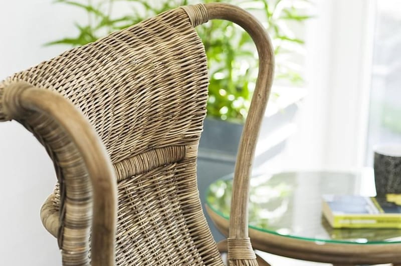 Praktö Runt Sidobord och Avlastningsbord Utomhus 50 cm Naturrotting Glas - Ljusbrun - Utemöbler - Trädgårdsbord & Utebord - Sidobord utomhus