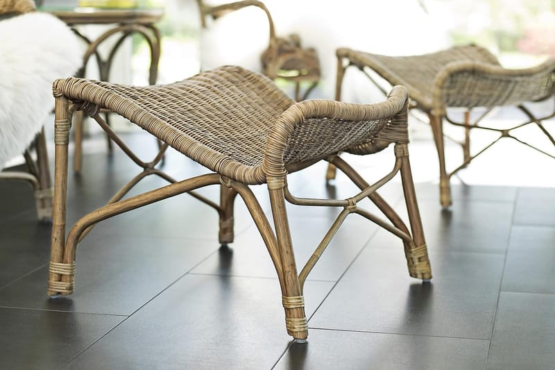 Praktö Runt Sidobord och Avlastningsbord Utomhus 50 cm Naturrotting Glas - Ljusbrun - Utemöbler - Trädgårdsbord & Utebord - Sidobord utomhus