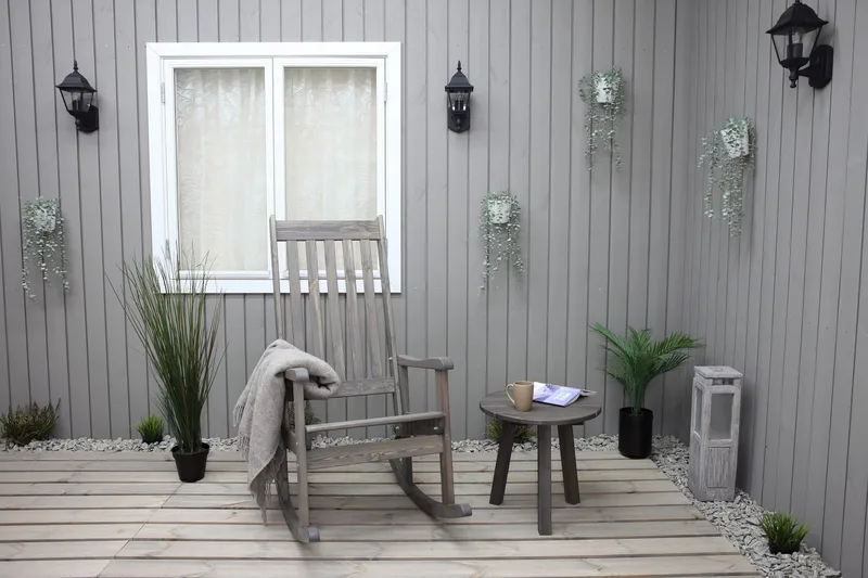 Rolston Sidobord och BlomUtebord Utomhus 50 cm Trä - Grå - Utemöbler - Trädgårdsbord & Utebord - Sidobord utomhus