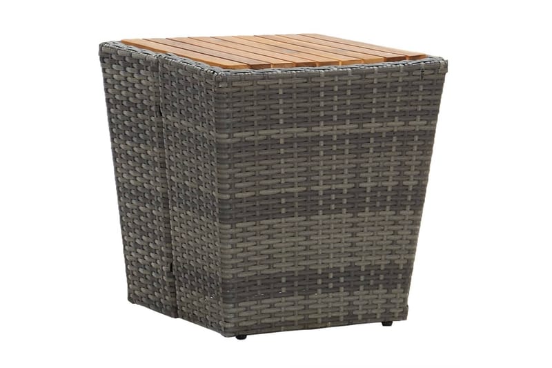 Tebord grå 41,5x41,5x43 cm konstrotting och massivt akaciatr - Grå - Utemöbler - Trädgårdsbord & Utebord - Sidobord utomhus