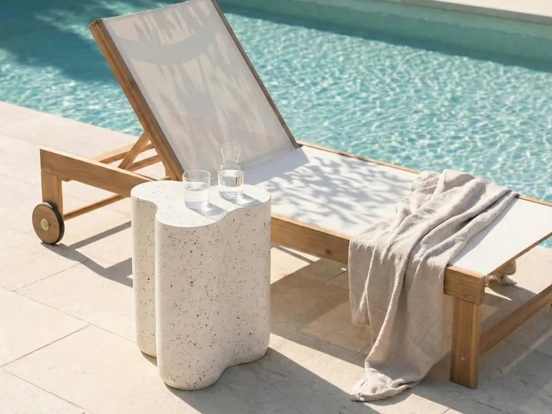 Sidobord utomhus Tellaro 32x37 cm Terrazzoeffekt - Vit - Utemöbler - Trädgårdsbord & Utebord - Sidobord utomhus