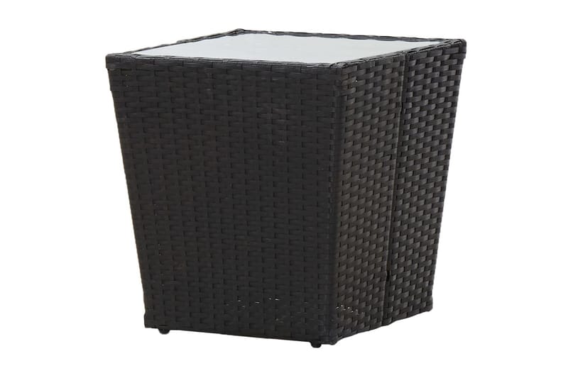 TeUtebord svart 41,5x41,5x43 cm konstrotting och härdat glas - Svart - Utemöbler - Trädgårdsbord & Utebord - Sidobord utomhus